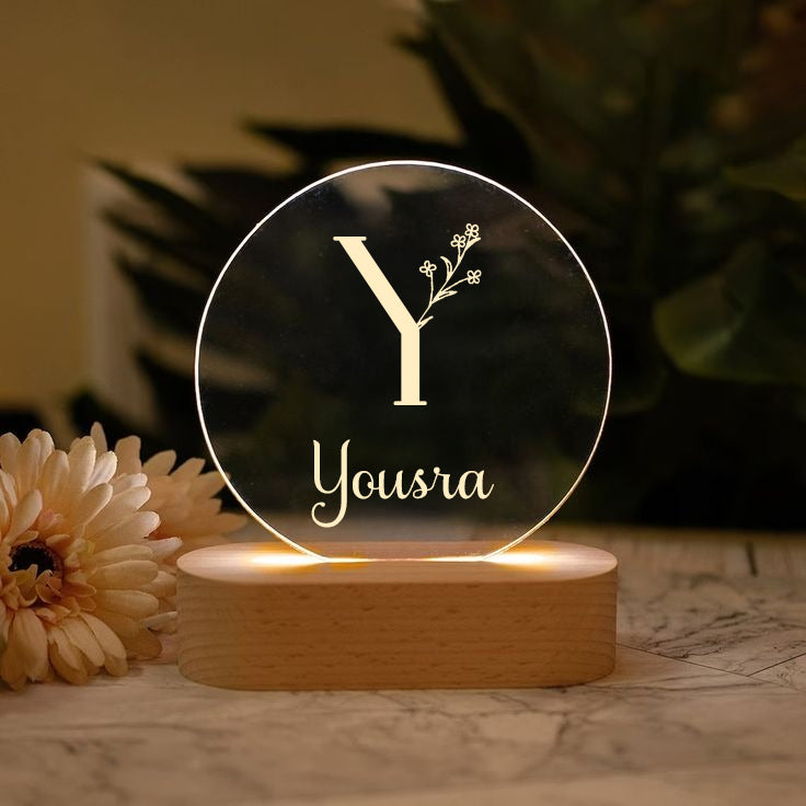 Veilleuse Flower lettre personnalisée